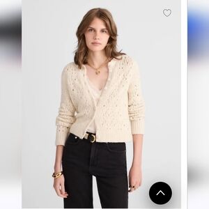 NWT Madewell Women's Cream Pointelle V-Neck Button Cardigan Sz S $110 Cotton